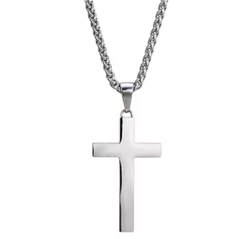 J.P. Army Men's Stainless Steel Necklace 24" With Plain Cross Pendant